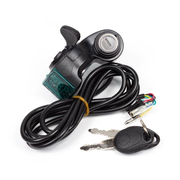 Thumb throttle lever with ignition switch and 10-100V voltmeter