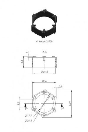 Koszyk 1x Li-Ion (plaster miodu) 1p  21700